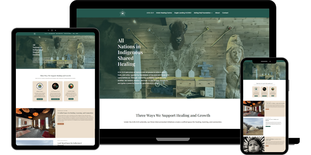 ANISH Case Study Image ANISH Healing Centre website displayed across desktop and mobile devices